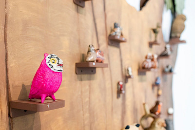 Die Eule ist pink